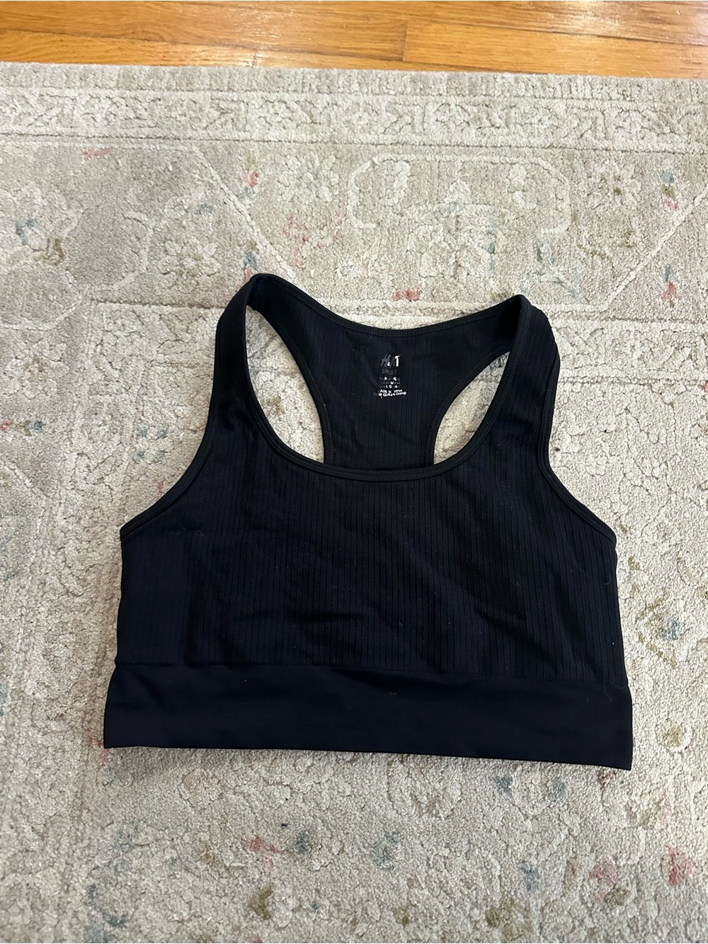 H&M Ribbed Sports Bra in Black